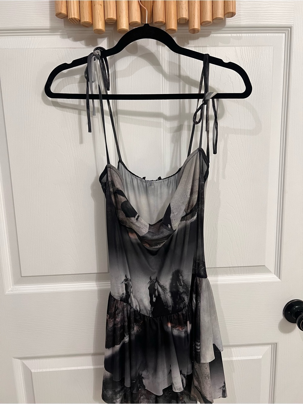 Fashion Nova Tyla Mesh Mini Dress in Black Combo